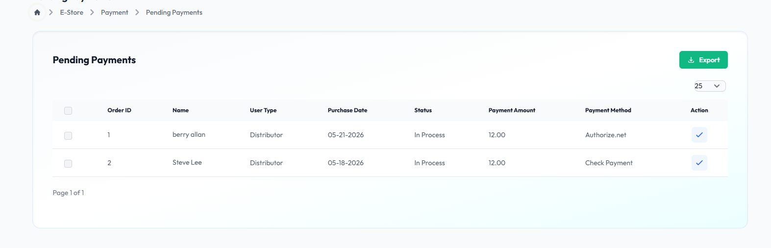 Pending Payment